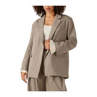 Moves Jassen, Dames, Grijs, S, Taupe Blazer voor Stijlvolle Dagen