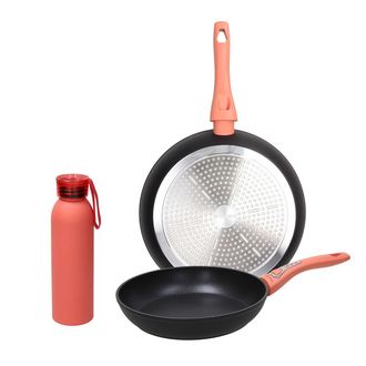 Tognana Set de 2 sartenes 24/28 cm+botella aluminio LOVE PLA CORAL