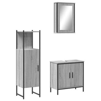 Berkfield Home 3 Piece Bathroom Furniture Set Grey Sonoma Engineered Wood