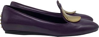 Tod's Tods Decorative Plate Accent Ballet Flats in Violet Leather