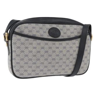 Gucci Pre-owned Cross Body Bags, female, Gray, Size: ONE SIZE Pre-owned Micro Small GG Canvas Shoulder Bag