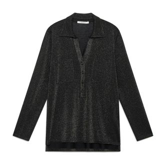 Maliparmi V-neck Knitwear, female, Black, Size: XS Shiny Fluid Lurex Knitwear