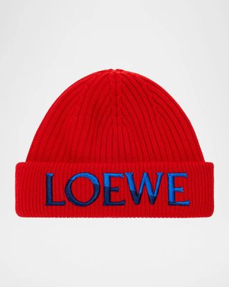 Loewe Logo-Embroidered Wool Beanie
