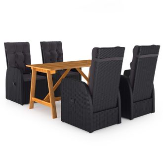 vidaXL Juego De Comedor Para Jard&iacute;n 5 Piezas Negro Vidaxl