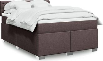 vidaXL Vidaxl - Cama Box Spring Con Colch&oacute;n Tela Marr&oacute;n Oscuro 160x200 Cm