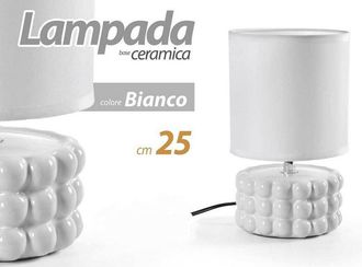 Trade Shop Trade Shop Traesio - Trade Shop - Lampada Abat Jour Tavolo Comodino E14 Base Ceramica Rilievo Lux 25 X 15cm 837418
