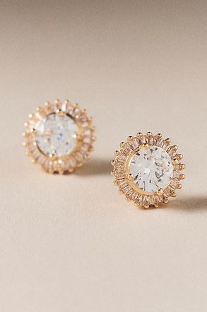 Vieste Rosa Round Halo Crystal Post Earrings