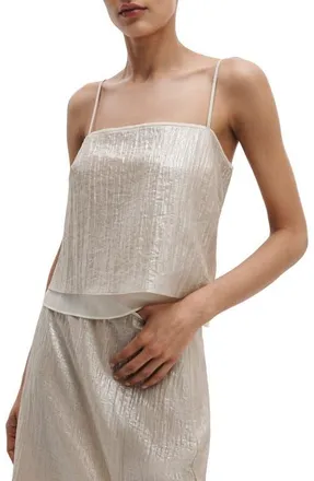 Rag & Bone Suki Metallic Camisole in Beige at Nordstrom, Size 12