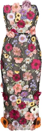 Bronx and Banco floral-detailing strapless dress - women - Viscose/Cotton/Polyester/Elastane - L - Black