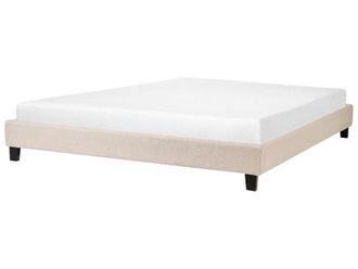 Beliani Cama matrimonial de tejido beige 180x200
