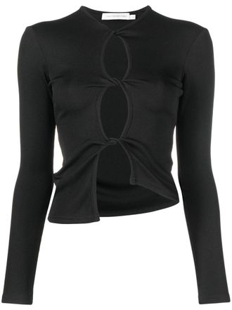 CHRISTOPHER ESBER twisted-effect cut-out top - women - Polyester/Spandex/Elastane - 12 - Black