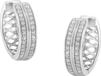 House of Brilliance 10K White Gold Diamond Hoop Earring at Nordstrom