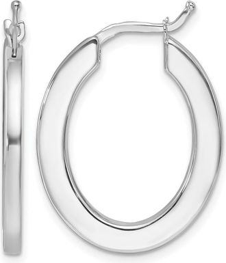 Diamond2Deal 14K Gold Polished 2.3mm Square Tube Oval Shape Hoop Earrings