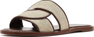 Schutz Rita Flat Womens Sandals Natural Sand : 10.5 M, Leather/Textile