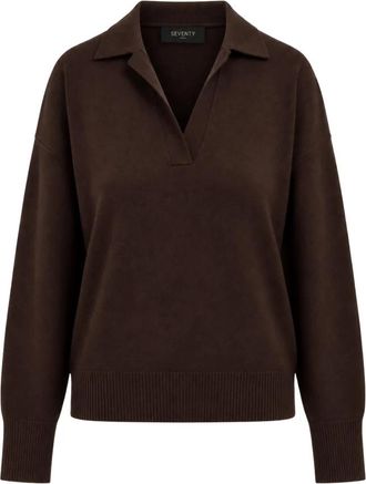 Seventy Polo van fiammato jersey - Dames - Polos - Bruin - XL - Katoen - Tops