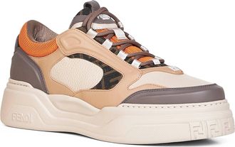 Fendi Mens Multicolor Force Sneakers Calf Leather Trainers