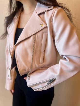 Blank Melrose Vegan Leather Jacket In Pink