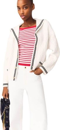 Maje Boat neck cable-knit cardigan in Ecru at Nordstrom, Size X-Small