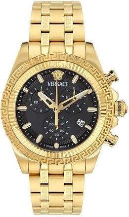 Versace Fornax Chronograph Bracelet Watch, 43mm in Ip Yellow Gold at Nordstrom