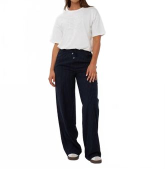 Esqualo Tirza Drawstring Pinstripe Trousers In Navy