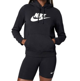 Nike Womens Sportswear Club Fleece Logo Pullover Hoodie In Black