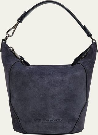 Brunello Cucinelli BC Duo Suede Bucket Bag with Monili