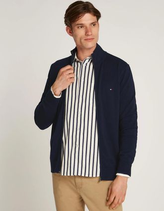 Tommy Hilfiger Mens Tommy Hilfiger Essential Cotton Zip Through Sweatshirt - Blue/Black - Size: 38