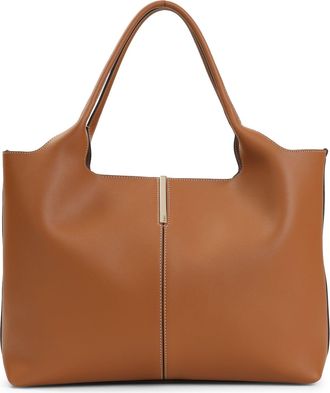 Tod's Brown Ebr Shopping Calf Leather Tote Bag-Donna