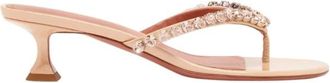 Amina Muaddi Gigi Thong 45 - female - Amina Muaddi - Heeled Mules - Beige - 3 1/2 UK - Shoes
