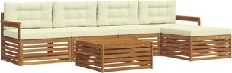 vidaXL Conjunto De Sof&aacute;s De Exterior 6 Uds. Natural Y Crema Vidaxl