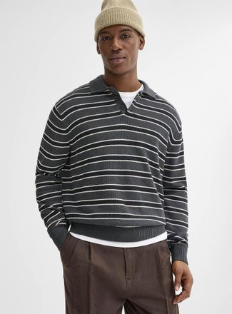 Jack & Jones Mens Tricolour stripe knit Polo Shirt