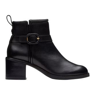 Clarks Chamberly Trim Enkellaarsjes - Dames - Schoenen - Zwart - Maat: 39 EU Leer