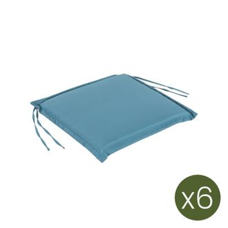 ED&Egrave;N JARD&Iacute; Pack de 6 cojines asiento para silla de jard&iacute;n turquesa 42x40x3 cm