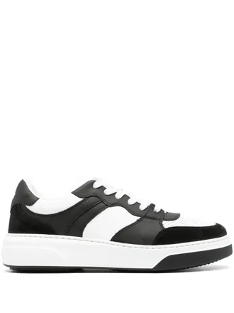 Dsquared2 panelled low-top sneakers - men - Calf Leather/Calf Leather/Fabric/Rubber - 43 - Black
