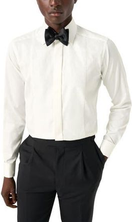 Eton Slim Fit Metallic Paisley Jacquard Bibbed Tuxedo Shirt in Natural at Nordstrom Rack, Size 17.5