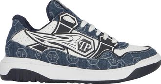 Philipp Plein Low-Top Sneakers Moon Walker - Heren - Sneakers - Blauw - 44 EU - Katoen - Schoenen