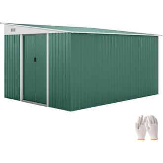 OUTSUNNY Cobertizo De Jard&iacute;n Exterior 8,9 M&sup2; 280x345x201 Cm Con 2 Puertas Corredizas Y 2 Ventanas Para Almacenamiento De Herramientas Verde