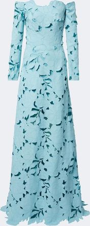 Costarellos Off-shoulder floral guipure lace gown
