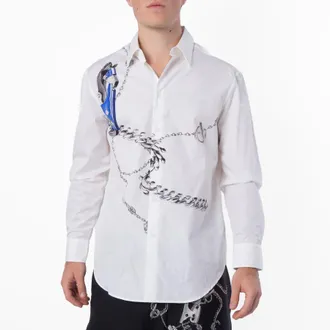 Burberry Knight Hardware Printed Cotton Shirt, Size XX-Large