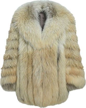 Wanan Luxury Giacca Round Oro Naturale in Pelliccia di Volpe-Donna