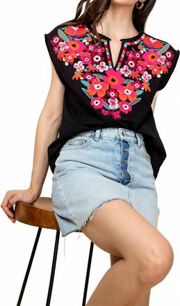 THML Clothing Desert Lily Floral Top In Black/red