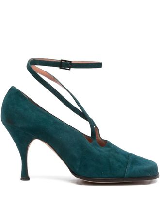 Romeo Gigli 1990s ankle-strap pumps - women - Calf Leather/Suede/Calf Leather - 40.5 - Green