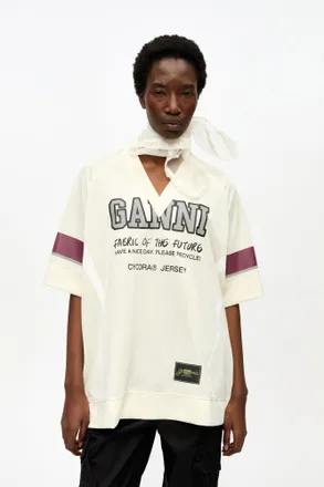 Ganni Ivory League Oversized T-shirt - Size XXS/XS White