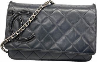 Chanel Black Leather Chain/Shoulder Wallet (Pre-Owned)