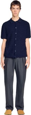 Sandro Terry knit shirt in Navy Blue at Nordstrom, Size Xx-Large