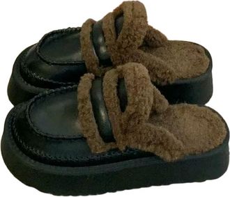 Generic YUJIEBB Womens Thi Slippers Autumn Winter Fur Lined Snow Boots Cotton Slippers Casual SLE Warmth Comfort Black