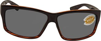 Costa Cut Grey Polarized Polycarbonate Rectangular Mens Sunglasses 6S9047 904705 60