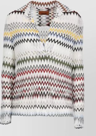 Missoni zigzag knit top long sleeves pocket