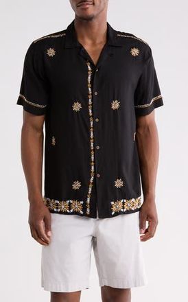 Raga Man Atharv Short Sleeve Button-Up Shirt in Black at Nordstrom Rack, Size Xx-Large