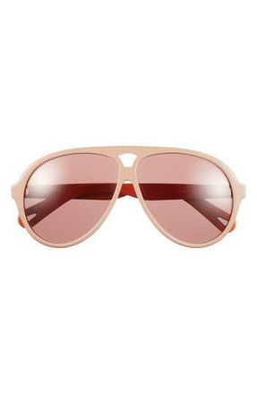 Chlo&eacute; 61mm Aviator Sunglasses in Beige Beige Red at Nordstrom Rack
